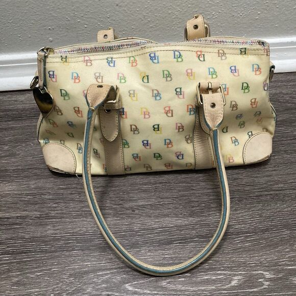 Dooney & Bourke Colorful AOP Monogram Mini Barrel Bag Zipper Strap - Picture 2 of 11